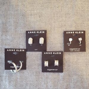 Anne Klein Silver Comfort Clip Earrings, Four Pair